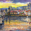 Prague Charles Bridge and Prague Castle with the Vltava River 1